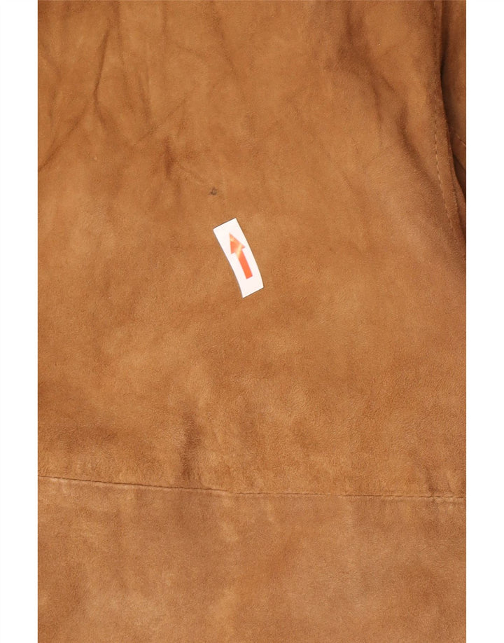 Giacca bomber scamosciata da uomo vintage UK 44 2XL in pelle marrone