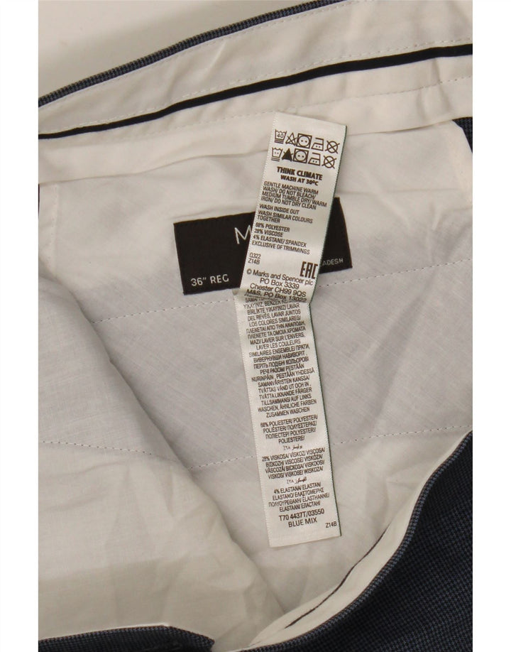 Pantaloni da abito vestibilità regolare da uomo Marks & Spencer W36 L31 pied de poule blu
