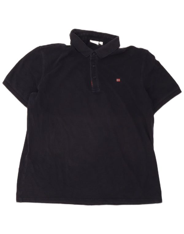 Polo da uomo Napapijri grande in cotone blu navy