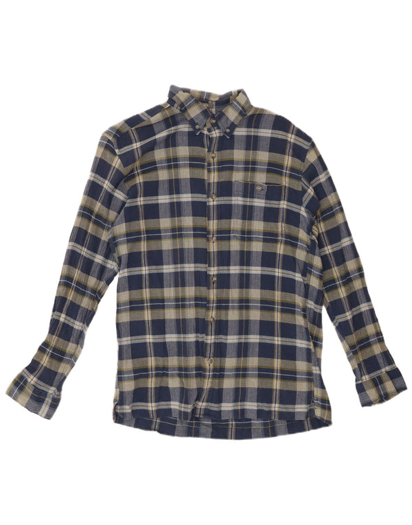 EDDIE BAUER Camicia da uomo in flanella dalla vestibilità classica, cotone medio a quadri blu navy