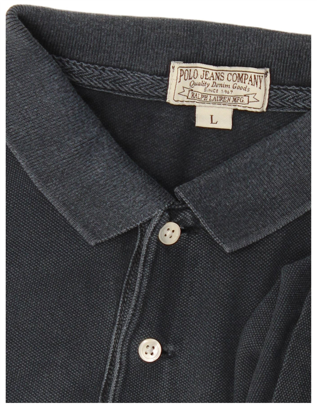 RALPH LAUREN Polo grafica da uomo a maniche lunghe grande blu navy
