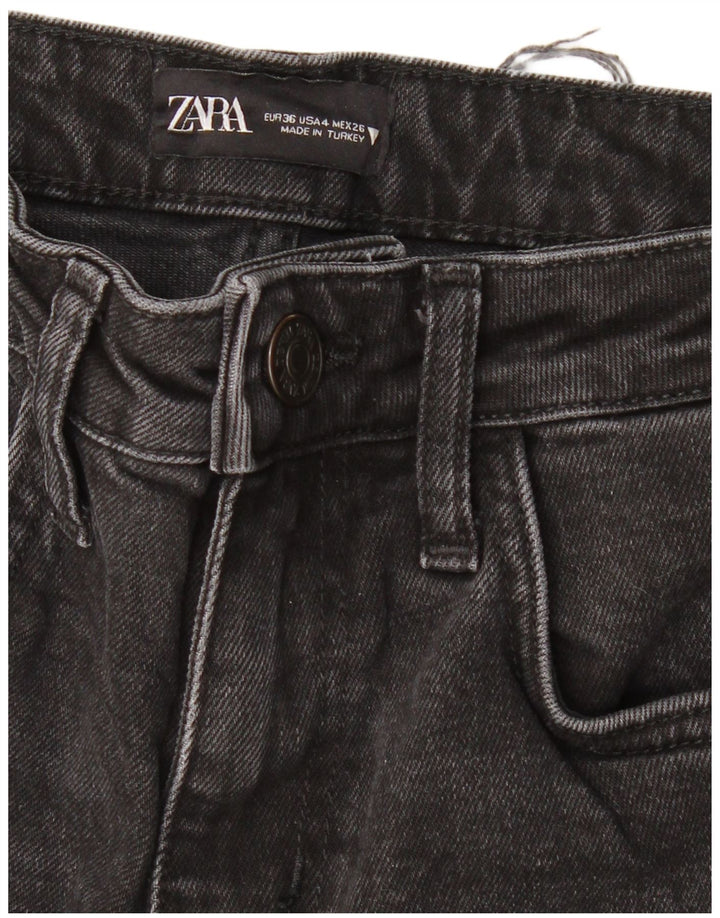 Jeans dritti a vita alta da donna ZARA EU 36 XS W26 L27 neri