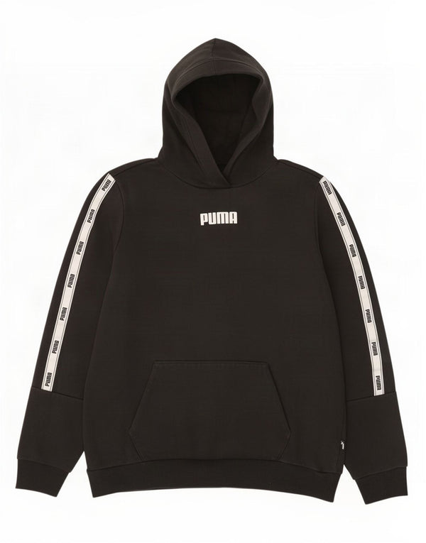 Puma Womens Graphic Hoodie Jumper UK 16 Large Black Colourblock Cotton