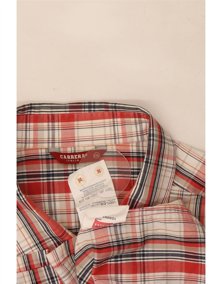 Camicia a maniche corte da uomo Carrera 2XL in cotone a quadri rossi