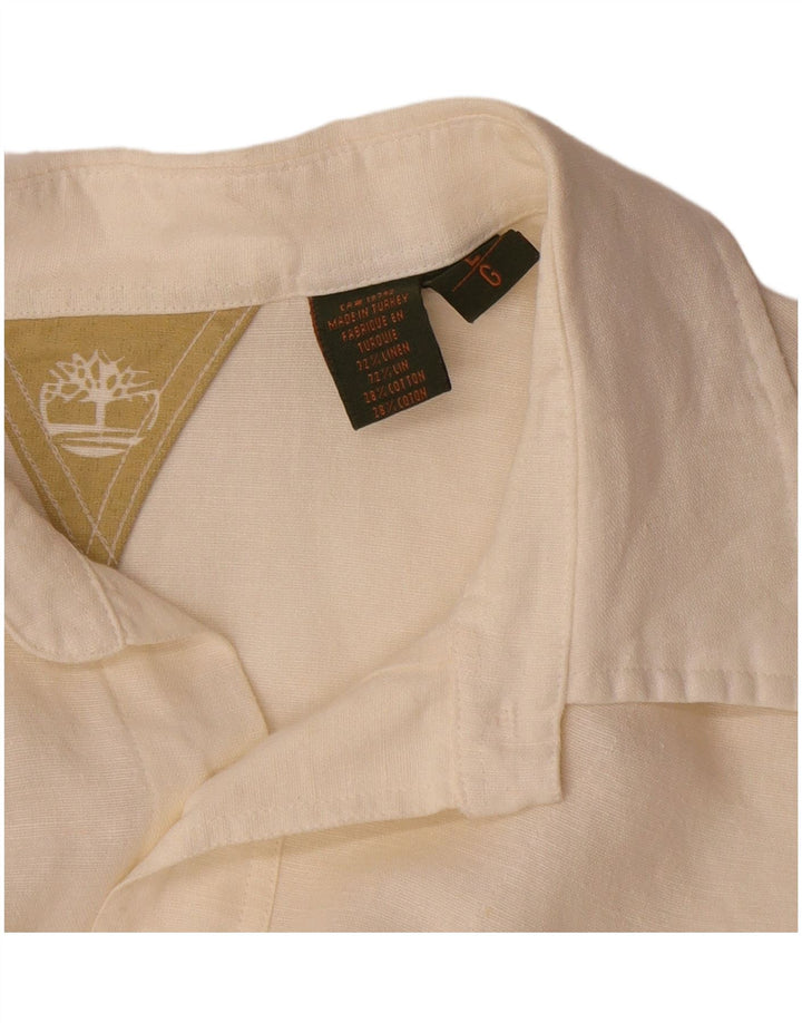 Camicia a maniche corte da uomo Timberland grande lino bianco sporco