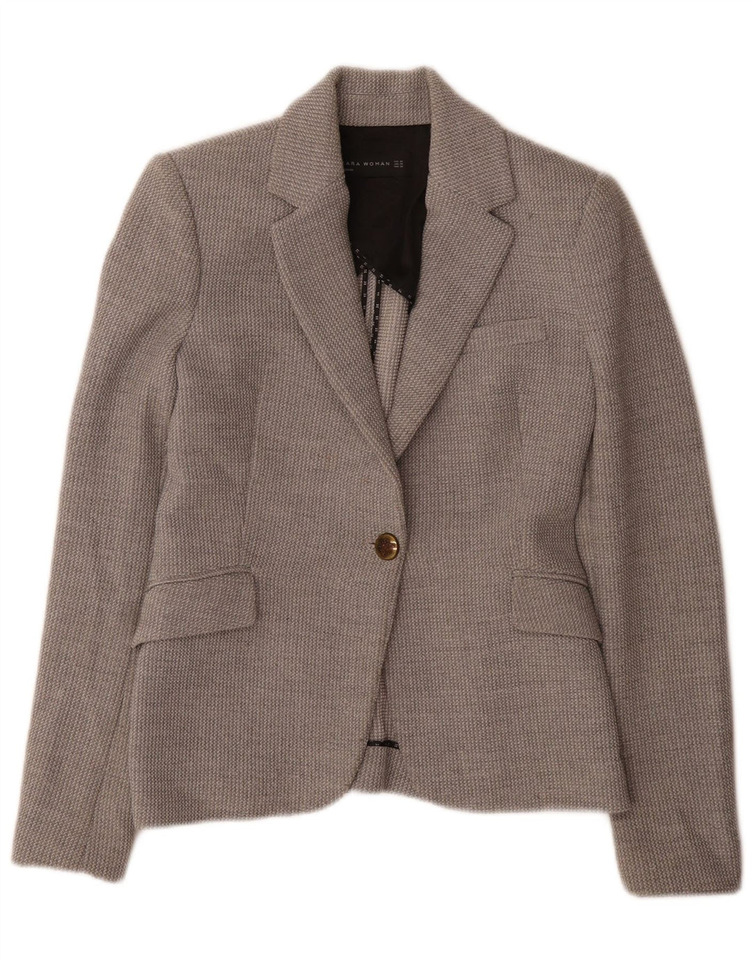 Giacca blazer a 1 bottone da donna Zara UK 6 XS poliestere grigio