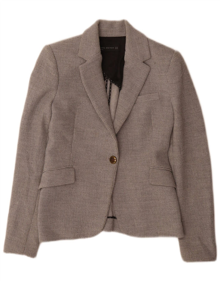 Giacca blazer a 1 bottone da donna Zara UK 6 XS poliestere grigio