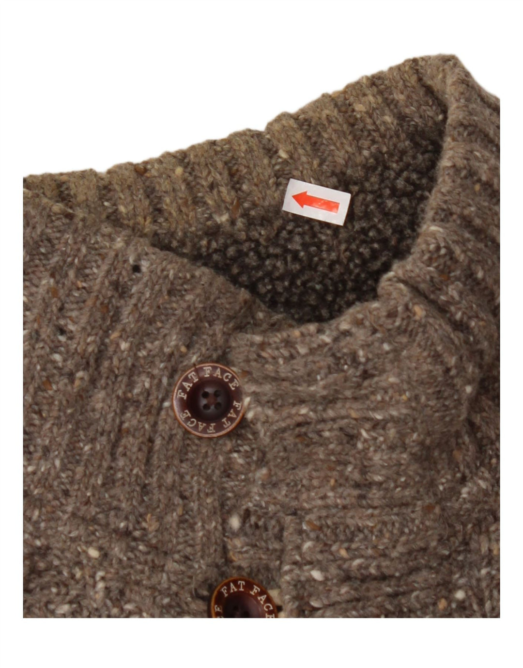 FAT FACE Maglione da uomo con collo a bottoni Piccolo lana screziata grigia