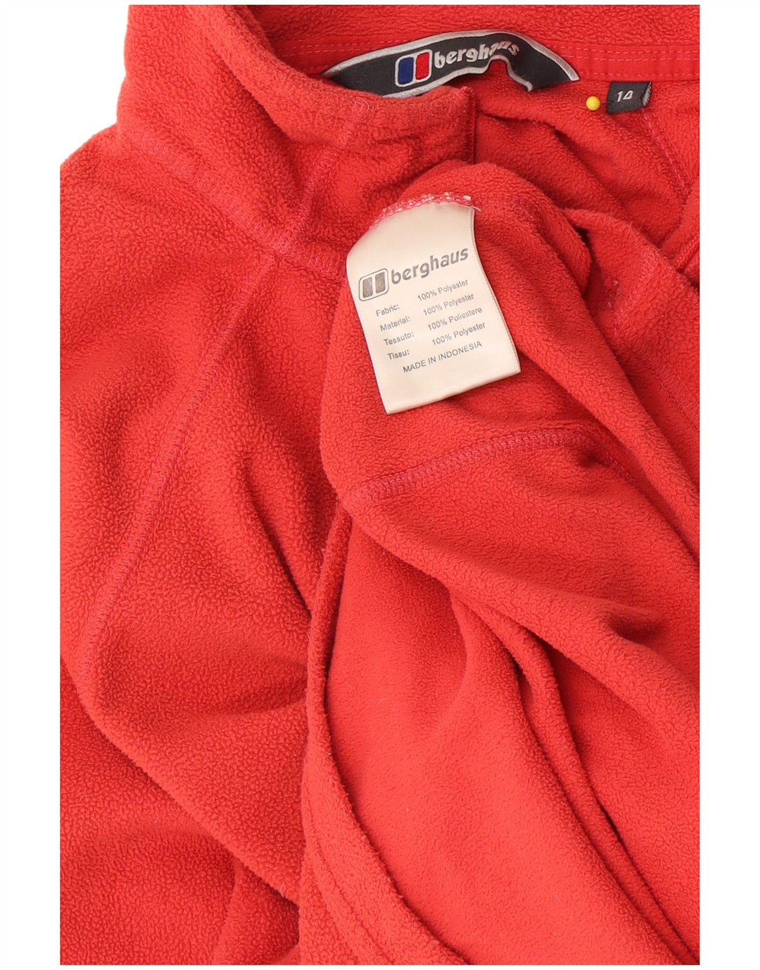 Maglione in pile da donna Berghaus con zip e collo UK 14 medio rosso poliestere