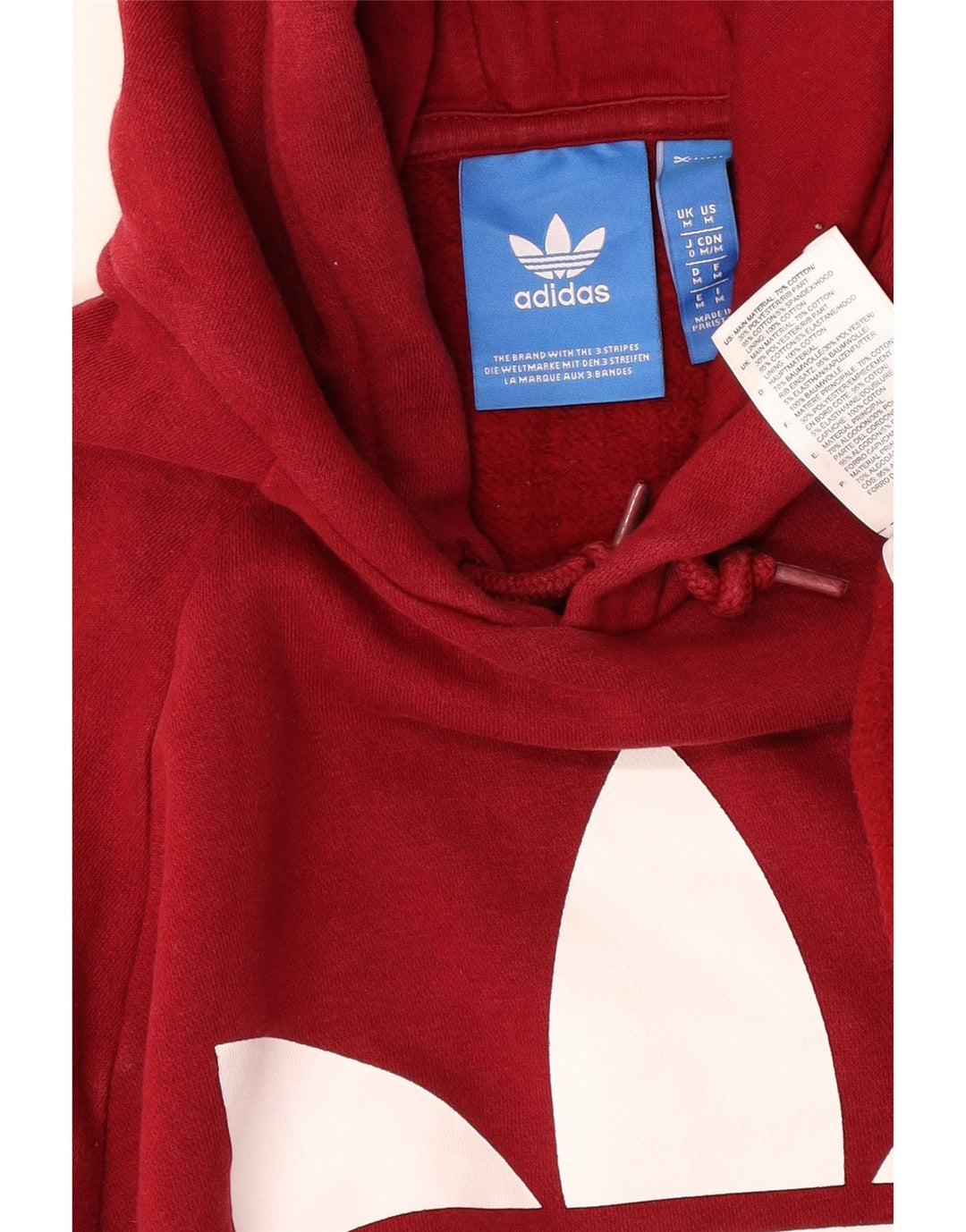 Maglione con cappuccio grafico da uomo Adidas in cotone rosso medio