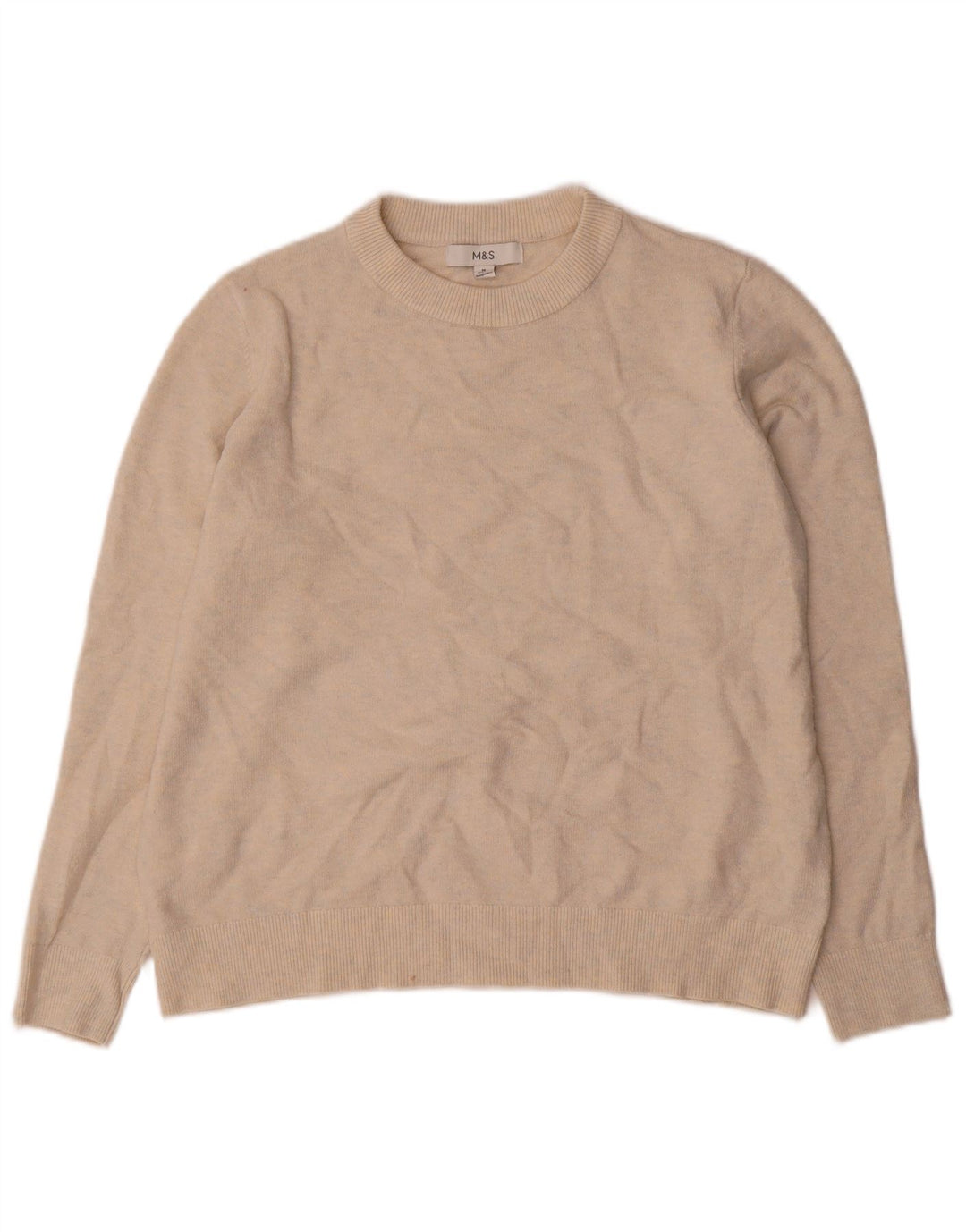 Maglione maglione girocollo da donna Marks & Spencer UK 14 Beige medio screziato