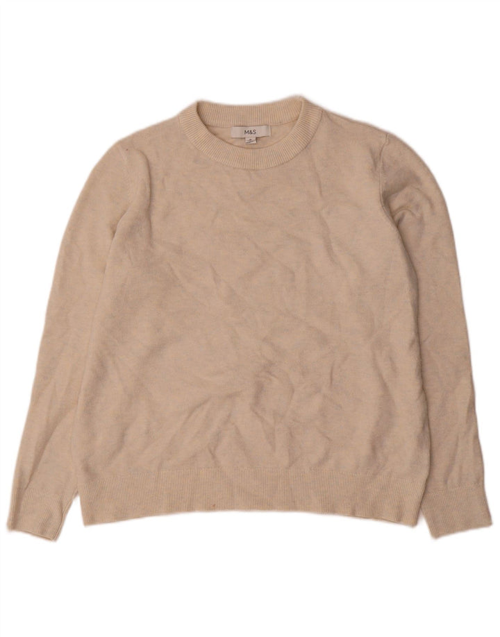 Maglione maglione girocollo da donna Marks & Spencer UK 14 Beige medio screziato