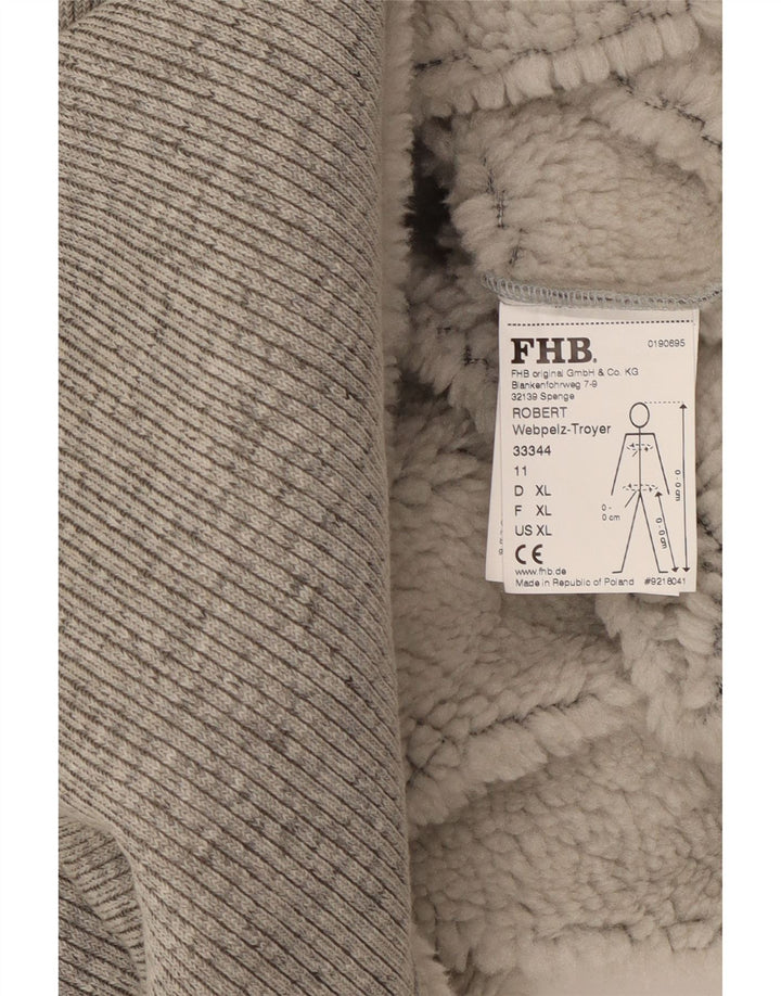 Felpa FHB da uomo in sherpa con zip e collo, maglione XL, poliestere grigio
