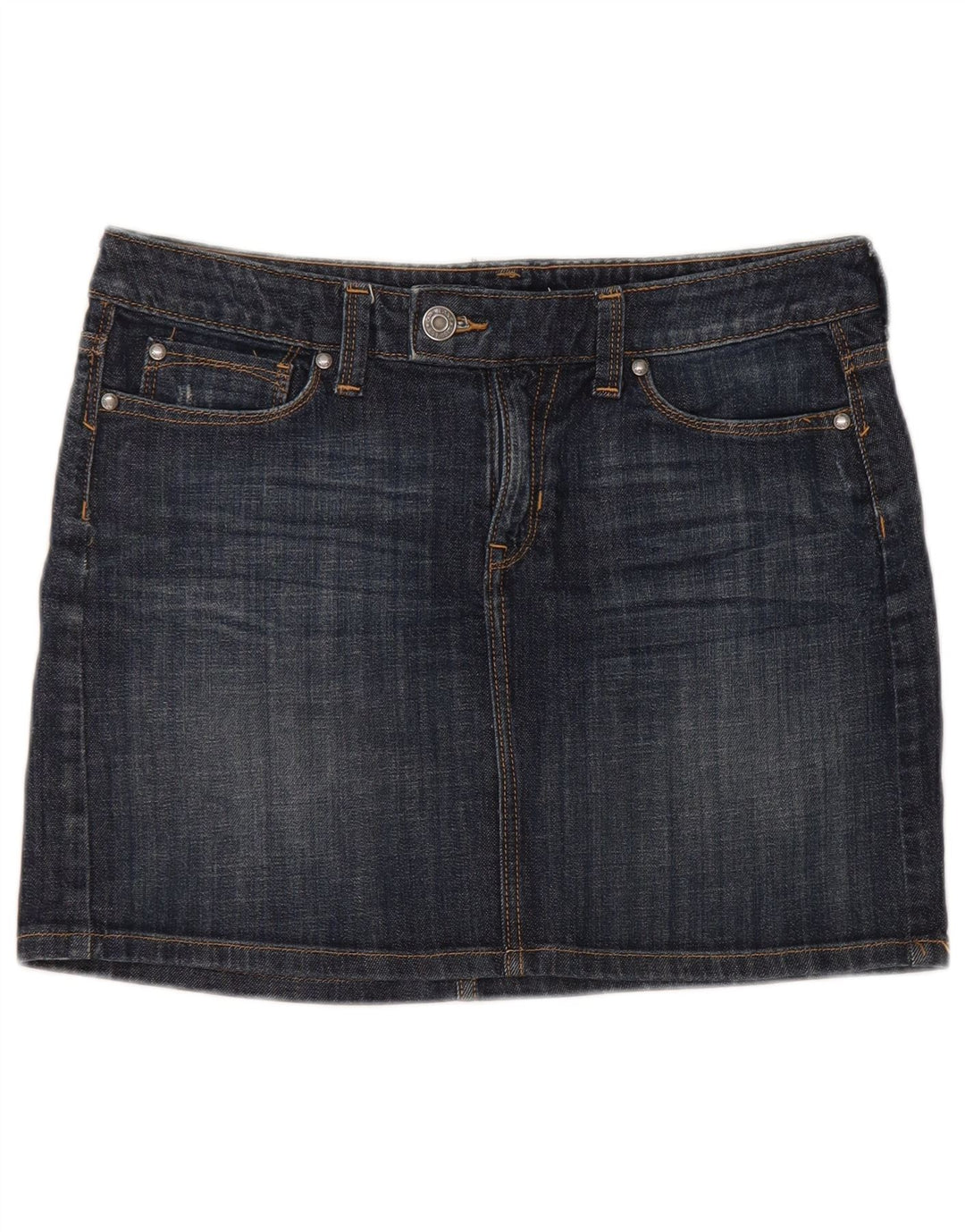 Mini gonna in denim da donna Gap UK 12 media W32 cotone blu navy