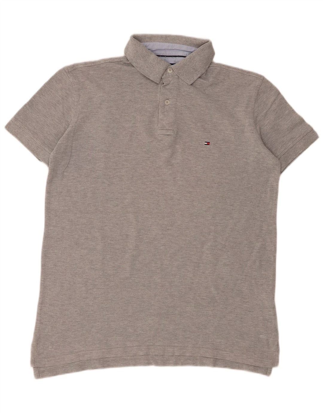 Polo da uomo Tommy Hilfiger in cotone chiazzato grigio medio