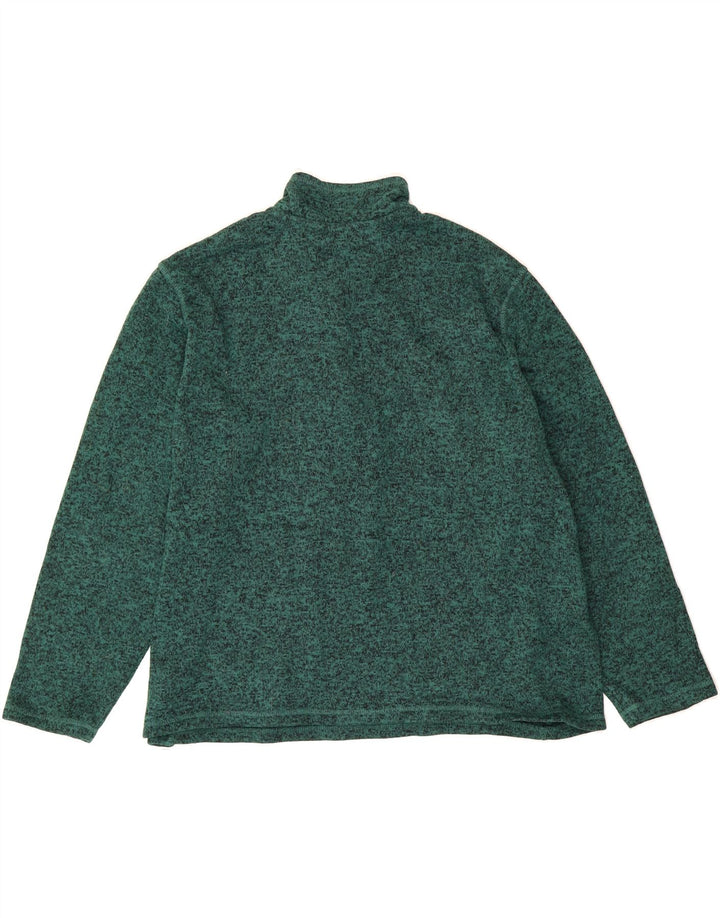 EDDIE BAUER Mens Zip Neck Sweatshirt Jumper 2XL Green Flecked Polyester Vintage Eddie Bauer and Second-Hand Eddie Bauer from Messina Hembry 