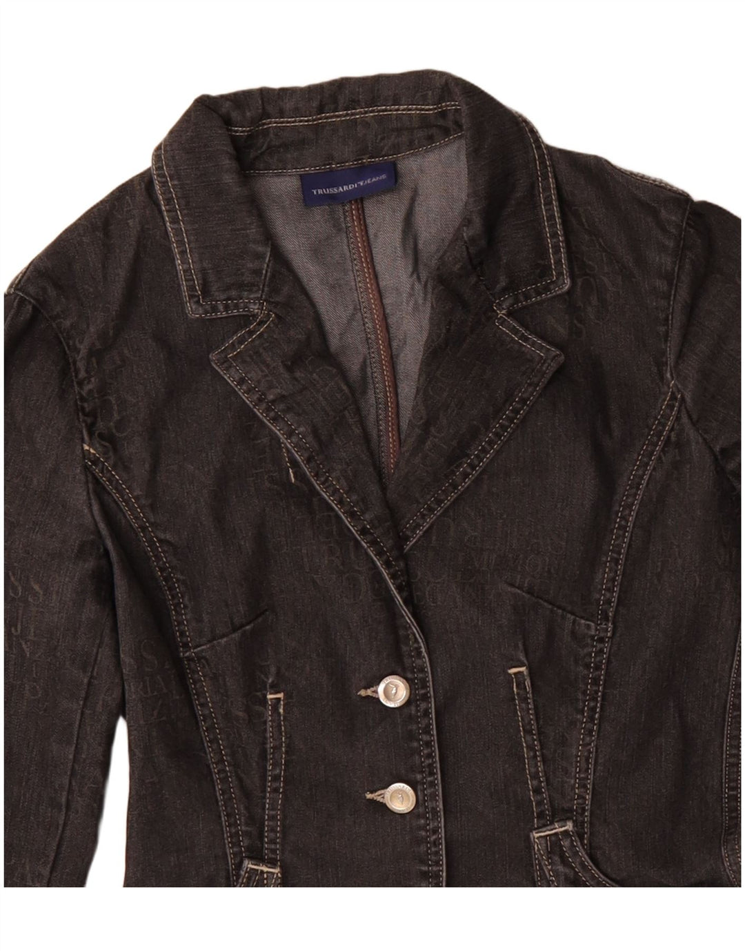 Giacca Blazer in Denim a 3 Bottoni da Donna TRUSSARDI JEANS IT 40 Small Nera