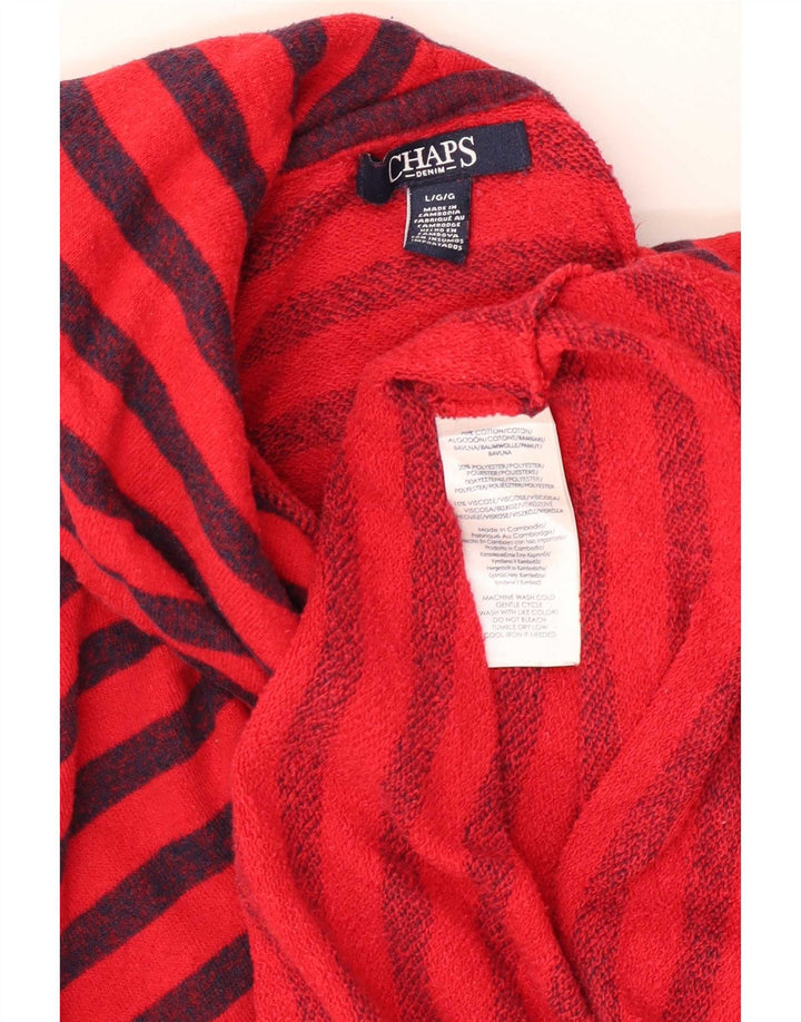 Chaps - Felpa da donna con collo alto, maglione, UK 14, cotone a righe grandi rosse