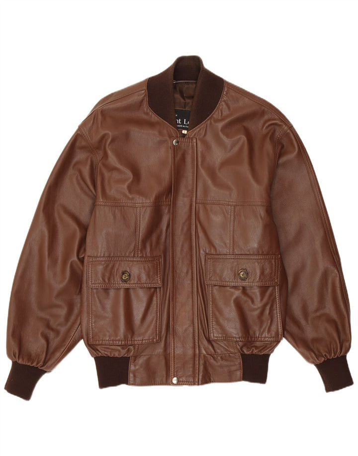 Giacca in pelle da uomo VINTAGE UK 36 Piccola pelle marrone