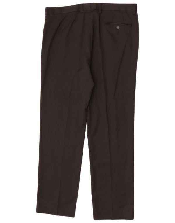 Pantaloni da abito regolari dritti da uomo Marks & Spencer W36 L31 poliestere nero
