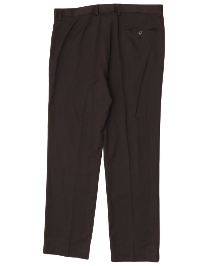 Pantaloni da abito regolari dritti da uomo Marks & Spencer W36 L31 poliestere nero