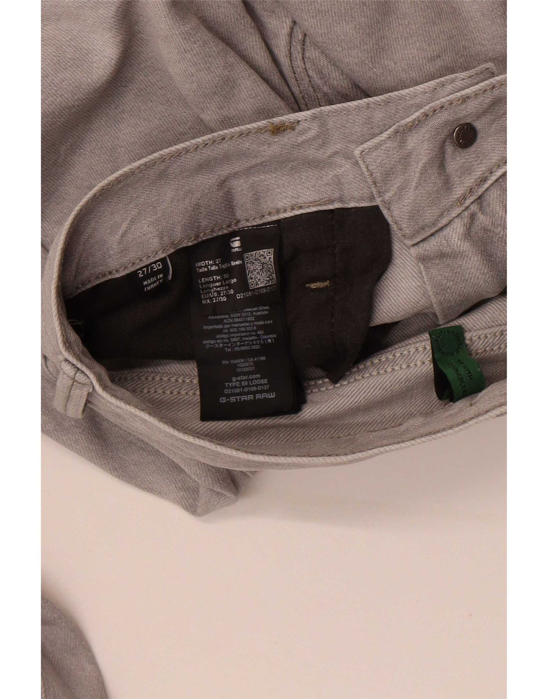 Jeans larghi da donna G-Star W27 L26 cotone grigio