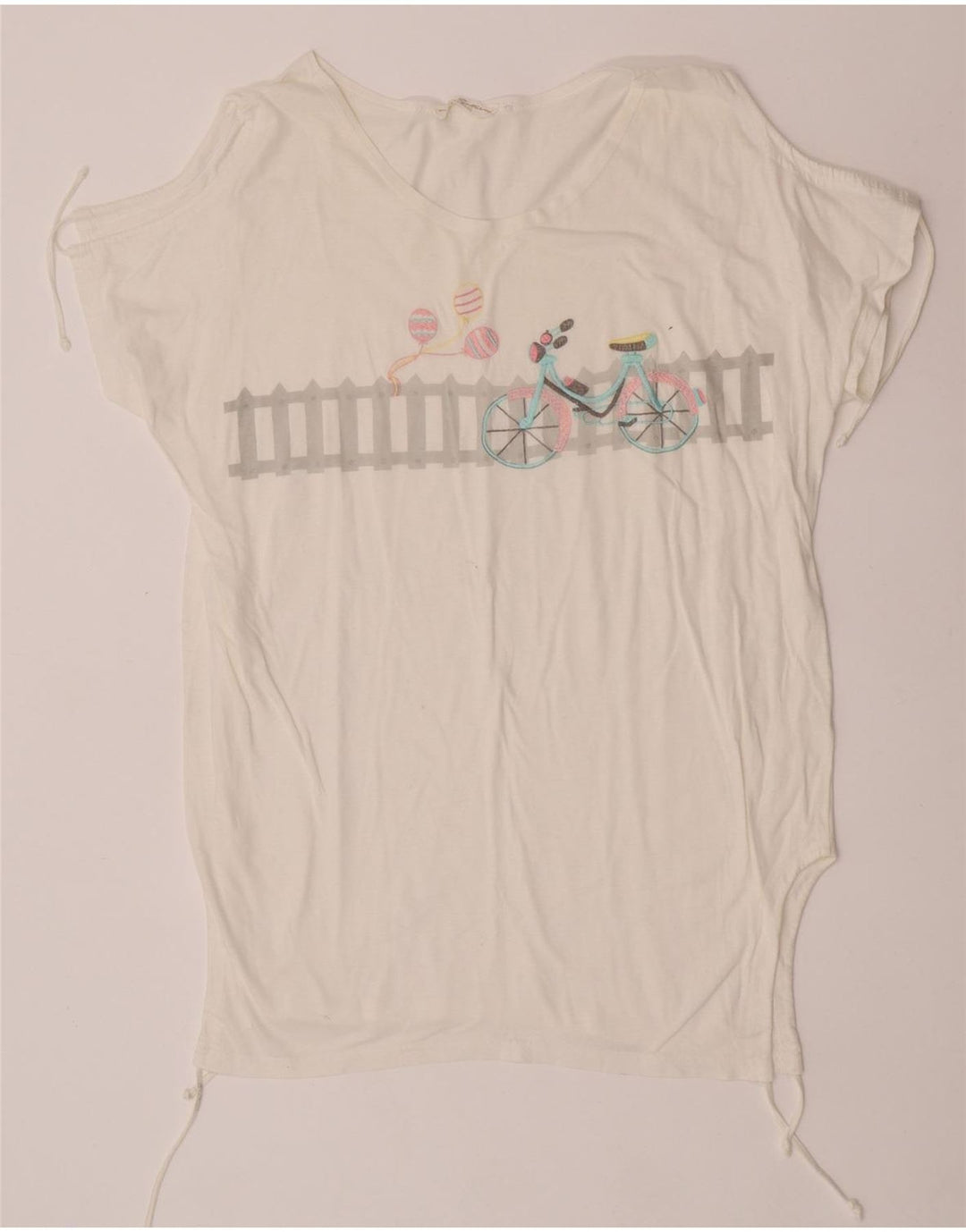 T-shirt grafica da donna vintage Top IT 44 cotone bianco medio