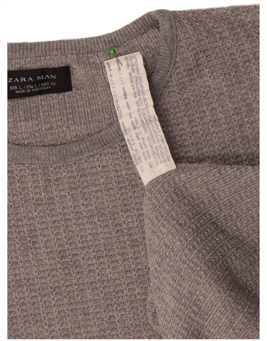 Maglione maglione girocollo da uomo Zara grande poliestere grigio