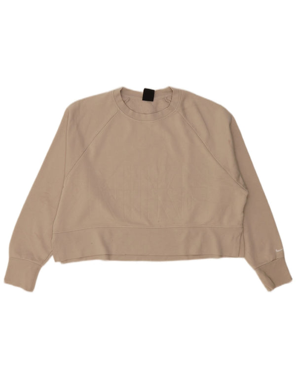 Felpa oversize con grafica Nike Dri Fit da donna UK 14 Grigio medio