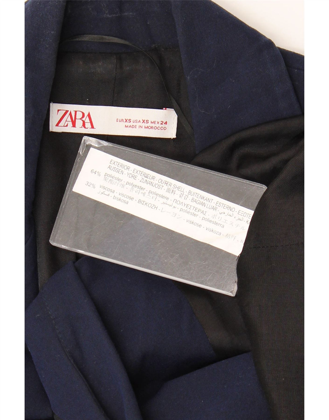 Giacca blazer a 1 bottone da donna Zara UK 6 XS poliestere blu navy