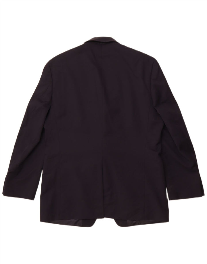 Giacca blazer a 2 bottoni lunga da uomo Chaps UK 42 XL Lana blu navy