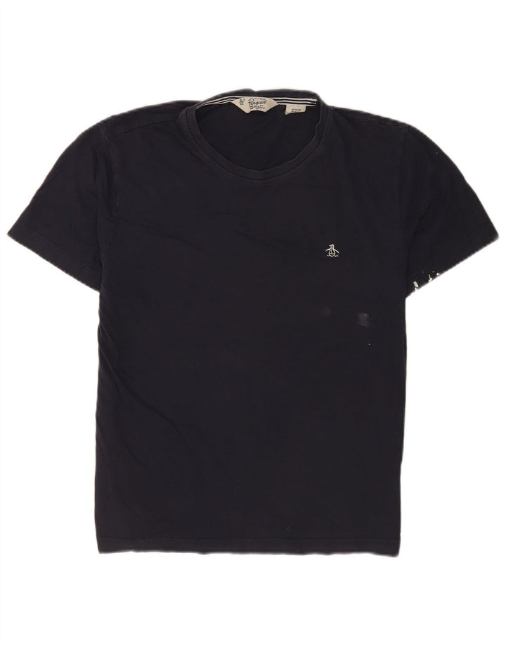 T-shirt da uomo a maniche corte con vestibilità regolare Penguin Top in cotone blu navy medio