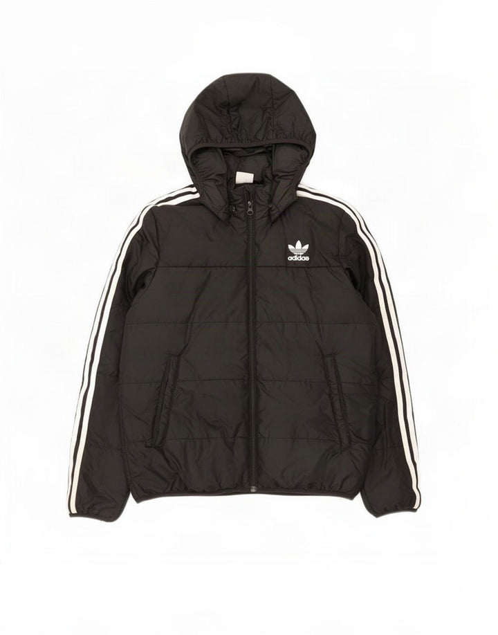 Giacca imbottita con cappuccio Adidas da ragazzo 12-13 anni in poliestere nero