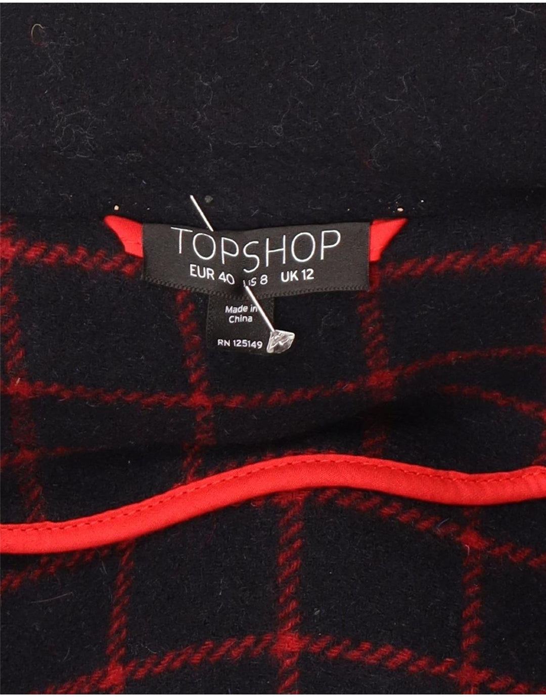 Montgomery con cappuccio da donna Topshop UK 12 lana blu navy media