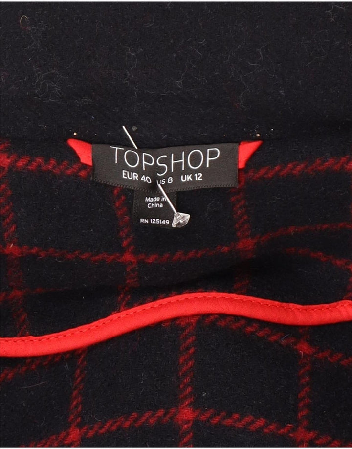 Montgomery con cappuccio da donna Topshop UK 12 lana blu navy media