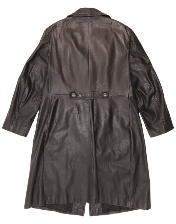 Cappotto in pelle vintage da donna IT 52 2XL Nero