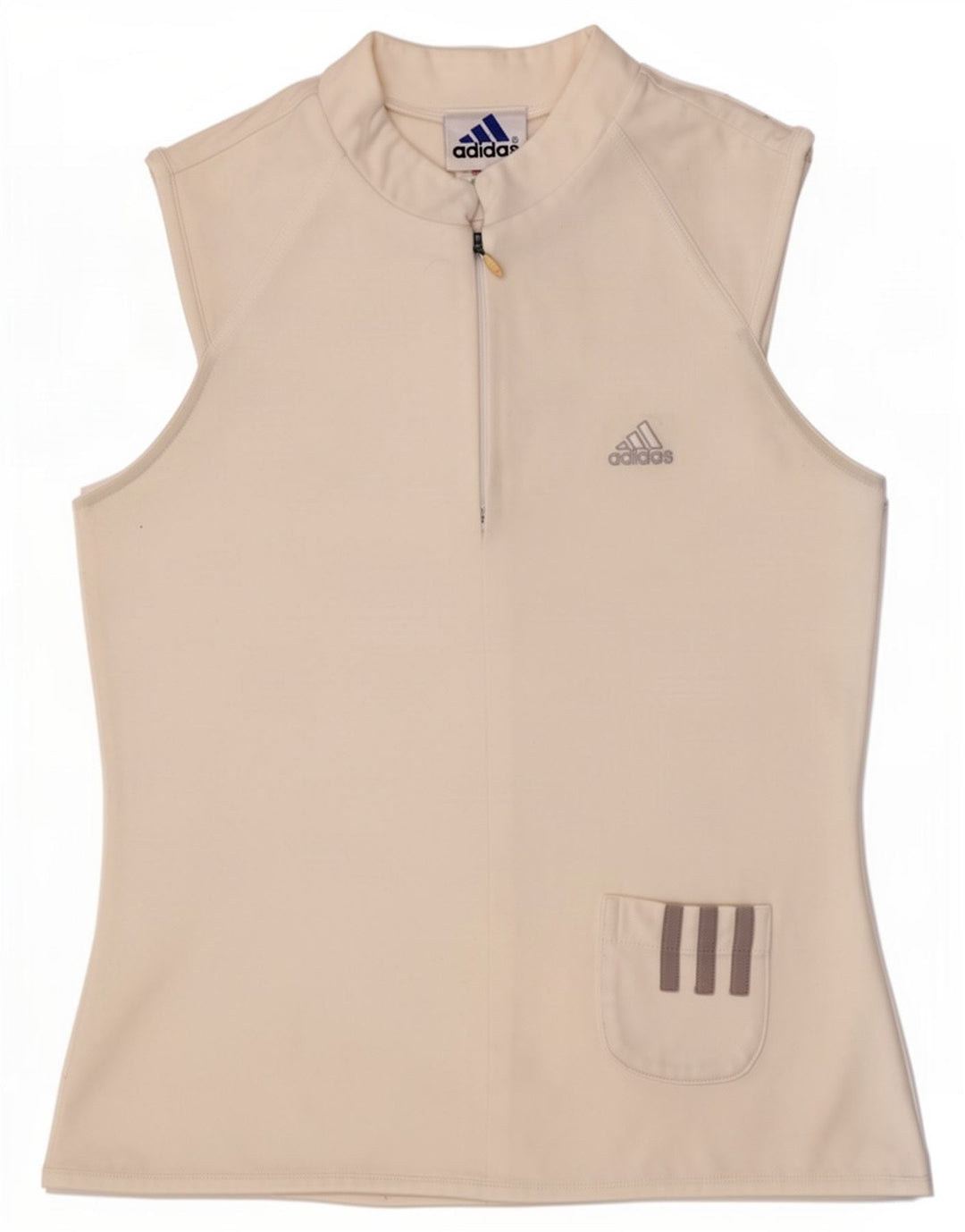 Canotta Adidas da donna con collo e zip UK 12 poliestere bianco medio