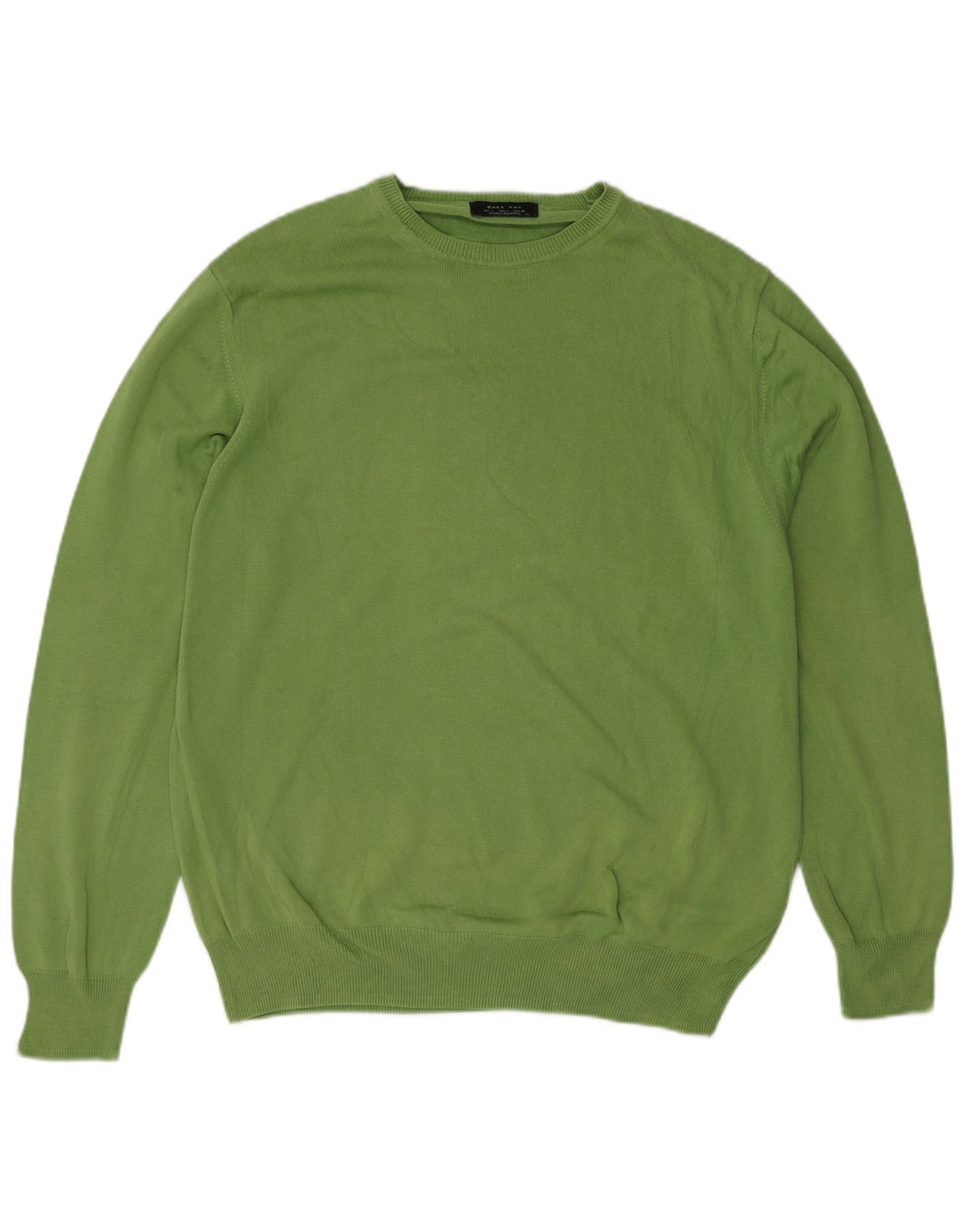 Maglione maglione girocollo da uomo Zara grande in cotone verde