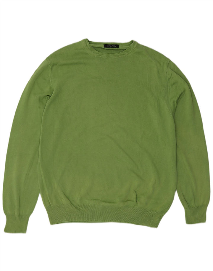 Maglione maglione girocollo da uomo Zara grande in cotone verde