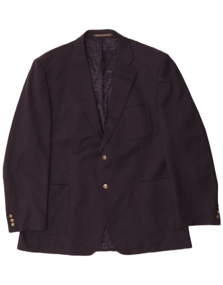 Giacca blazer lunga a 2 bottoni Marks & Spencer da uomo UK 46 XL Blu navy