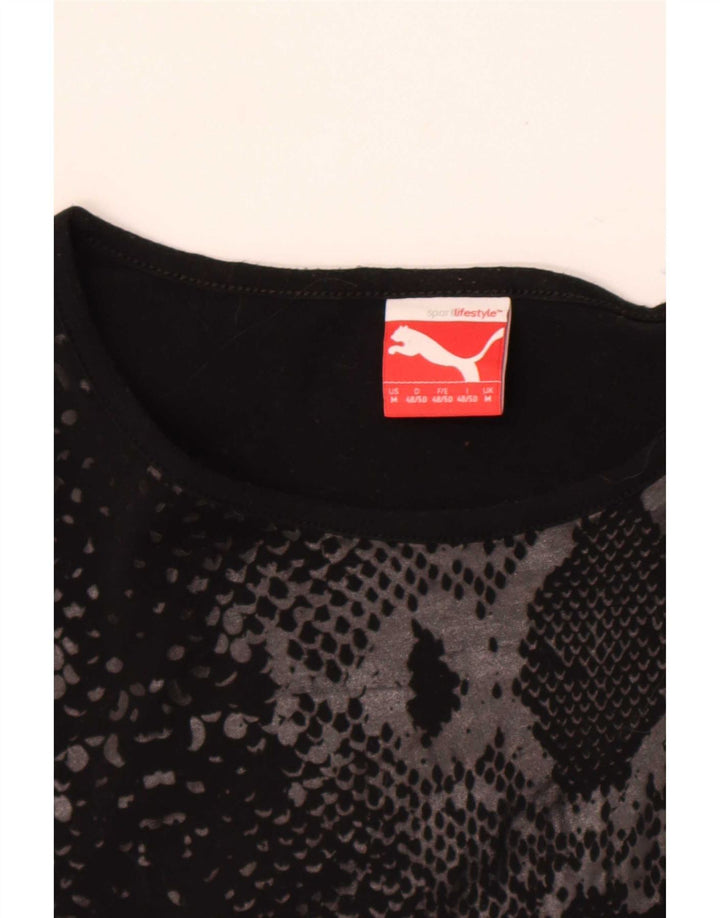 T-shirt da uomo Puma Top media nera con stampa animalier