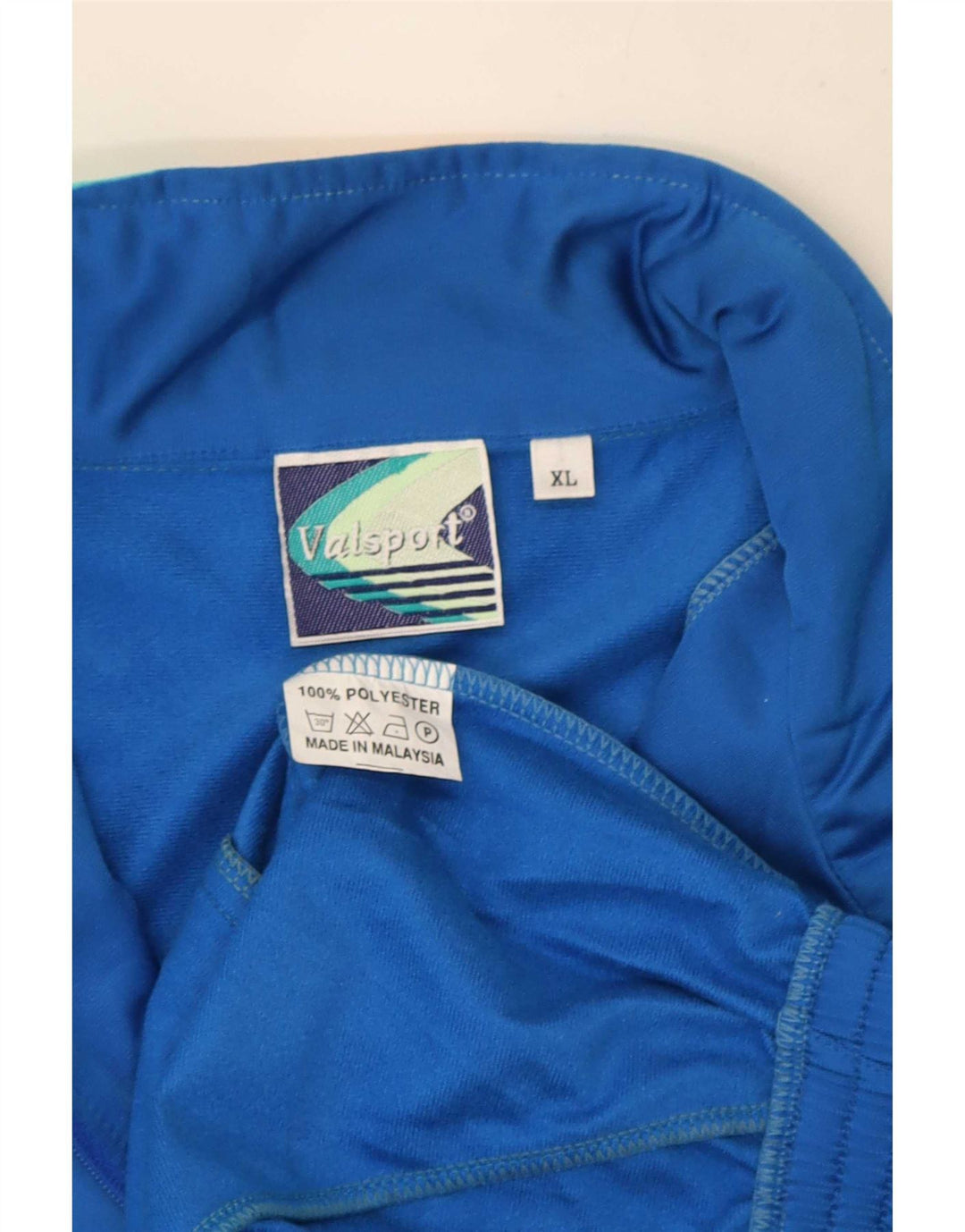 Tuta da uomo vintage con stampa, giacca XL, colore blu a blocchi, poliestere