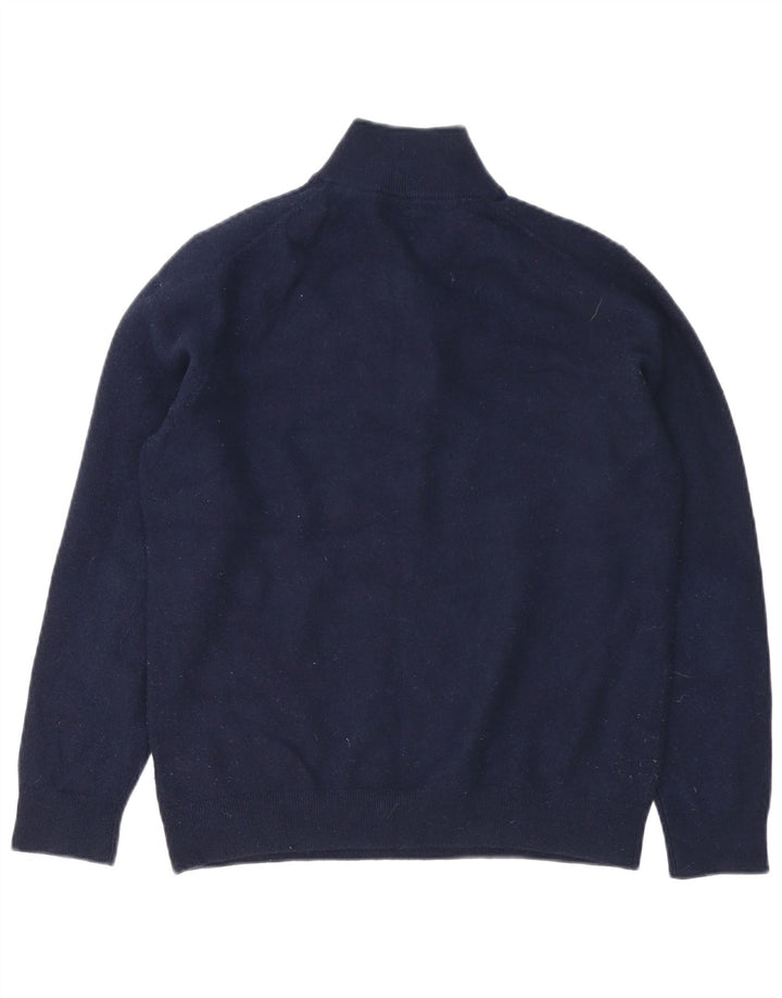 Massimo Dutti Maglione da uomo con zip e collo in lana media blu navy