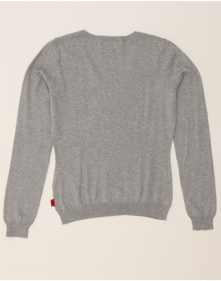 KAPPA Womens V-Neck Jumper Sweater UK 10 Small Grey Cotton Vintage Kappa and Second-Hand Kappa from Messina Hembry 
