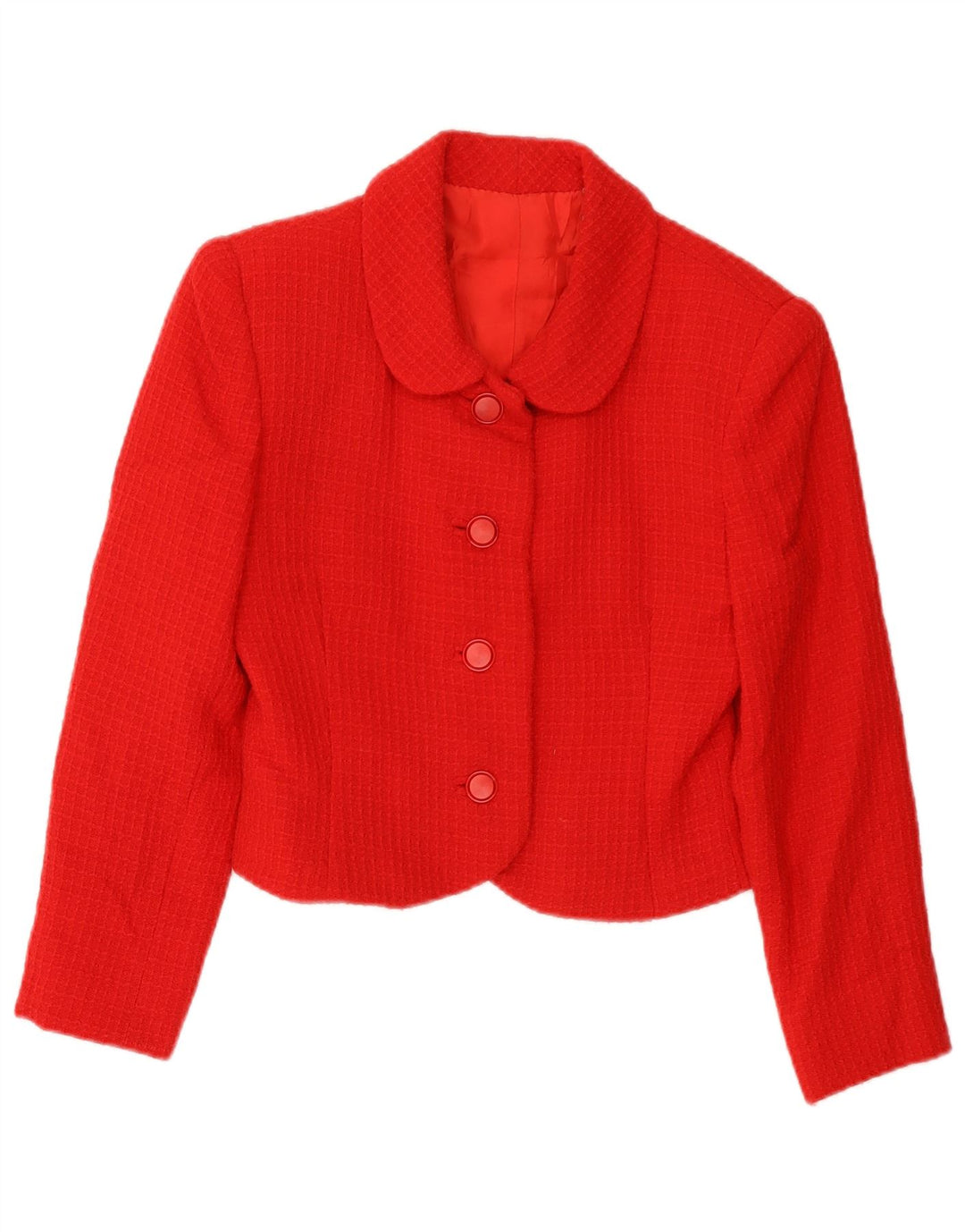 Giacca blazer vintage da donna a 4 bottoni corta UK 10 piccola rossa