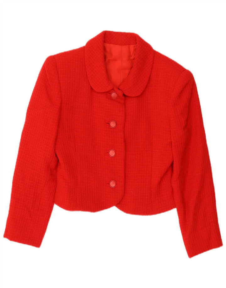 Giacca blazer vintage da donna a 4 bottoni corta UK 10 piccola rossa