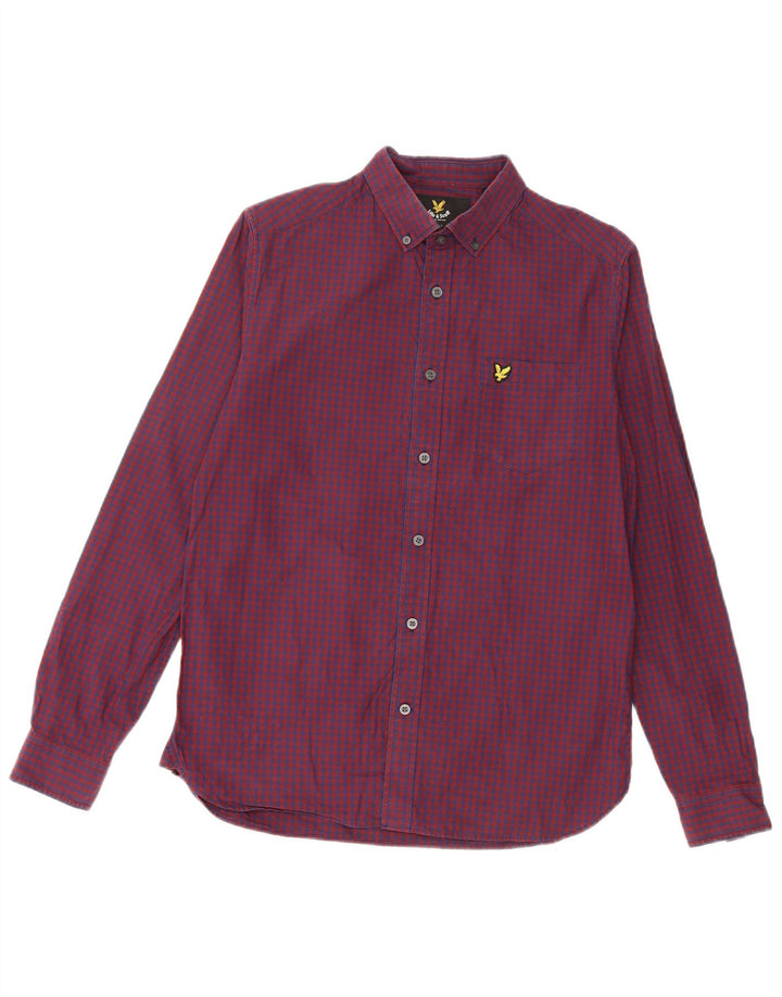 Camicia da uomo Lyle & Scott piccola in cotone a quadretti bordeaux