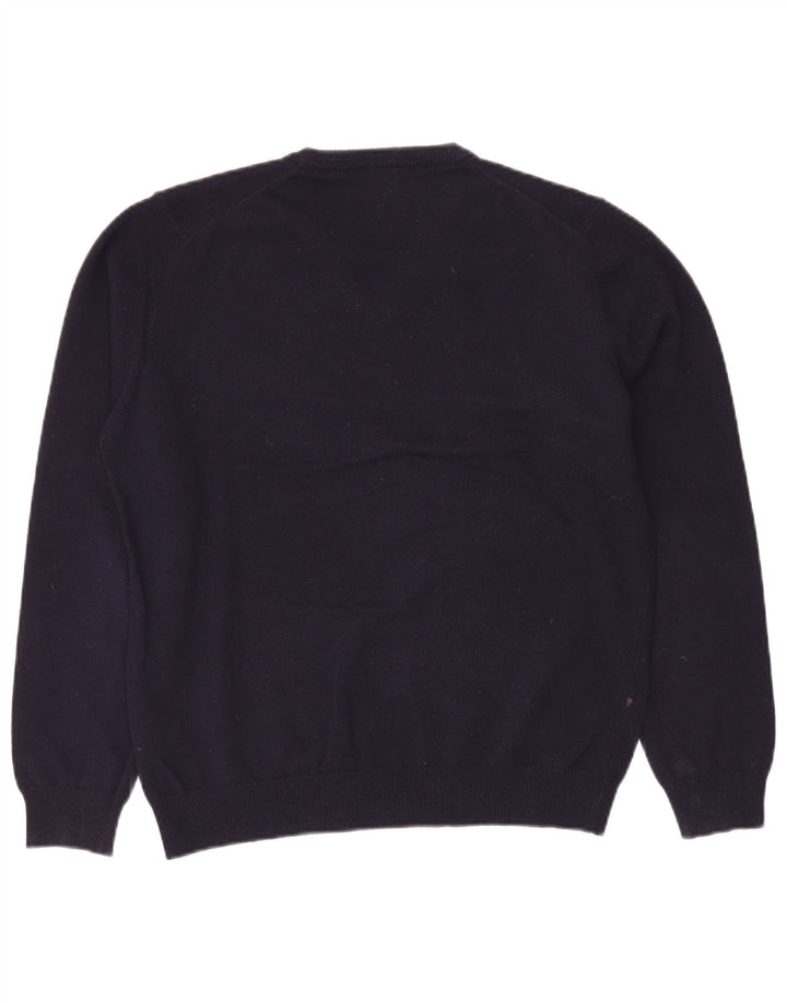 Maglione da uomo con scollo a V Henry Cottons, grande, in lana vergine blu navy