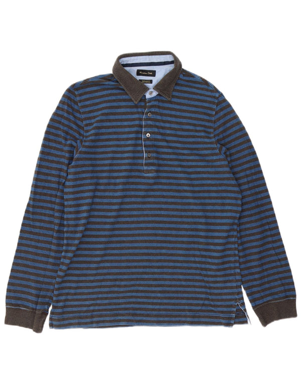 Polo da rugby da uomo a maniche lunghe Massimo Dutti a righe grandi blu