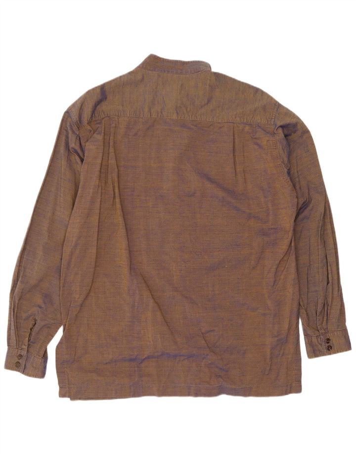 Camicia vintage da uomo in cotone marrone medio